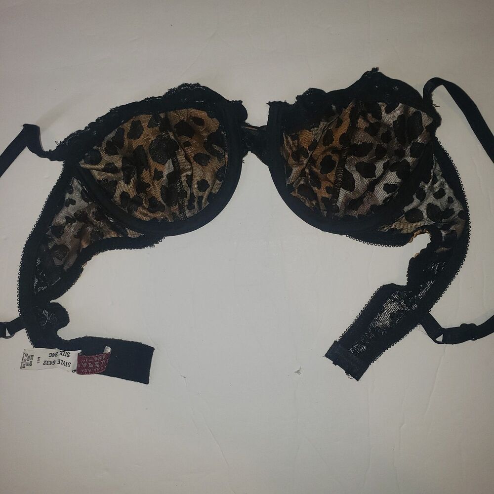 Vintage 90s Adrianna Papell Silk Leopard Underwire Bra and Thong Set Size 34C M - Picture 5 of 10